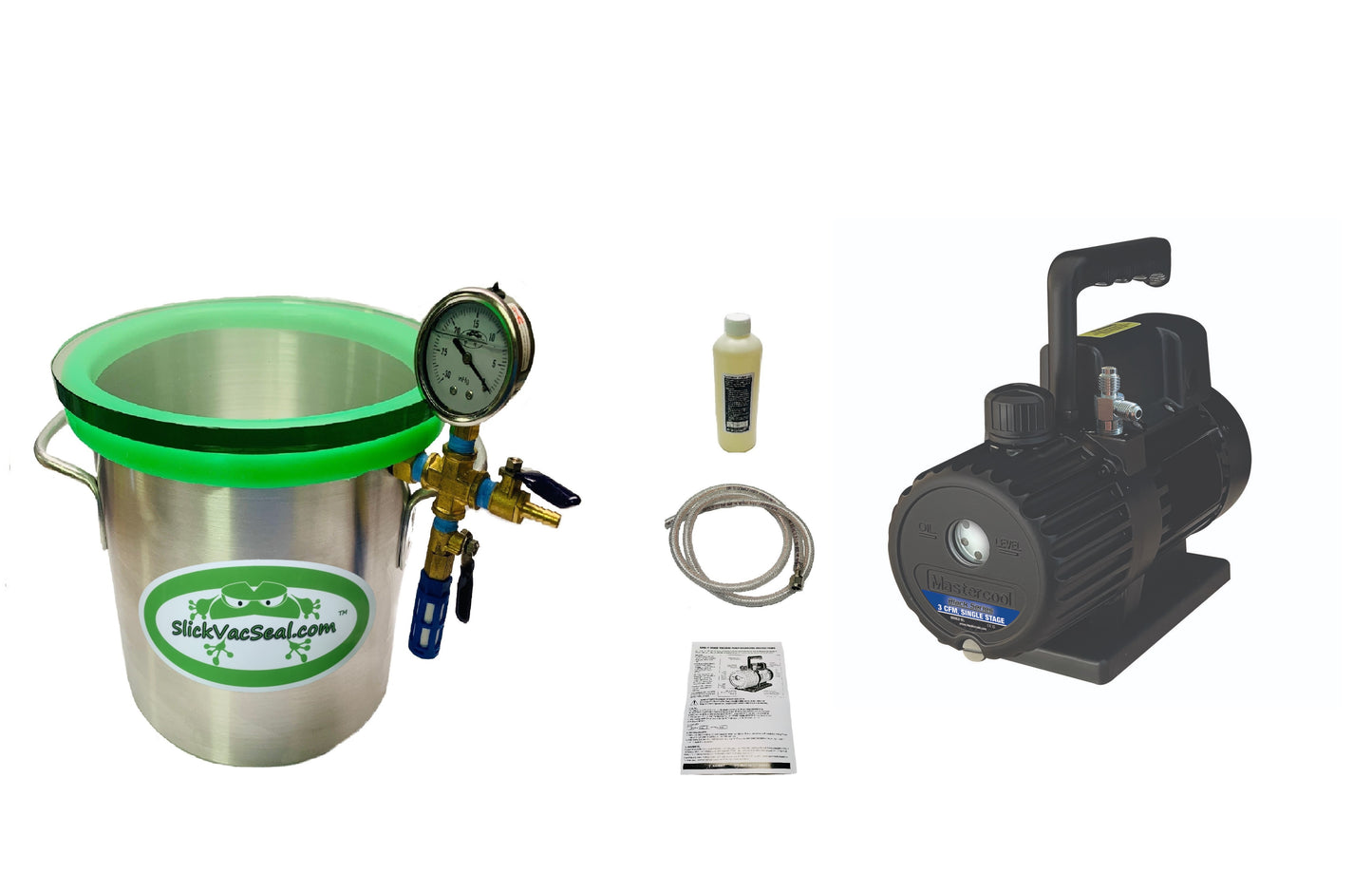 Aluminum Chamber+ 3 CFM Mastercool Vacuum Pump