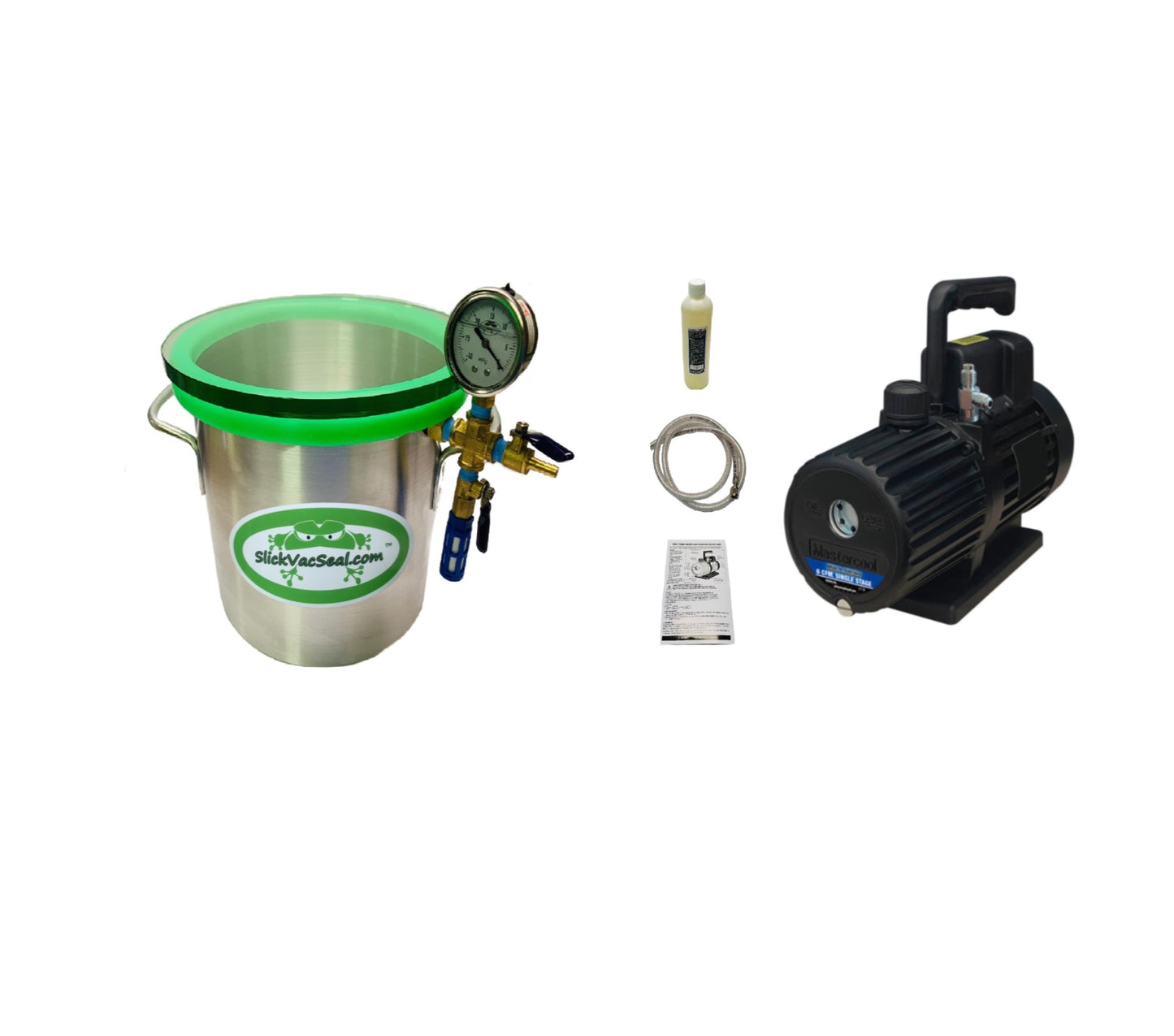 Aluminum Chamber + 6 CFM Mastercool Vacuum Pump