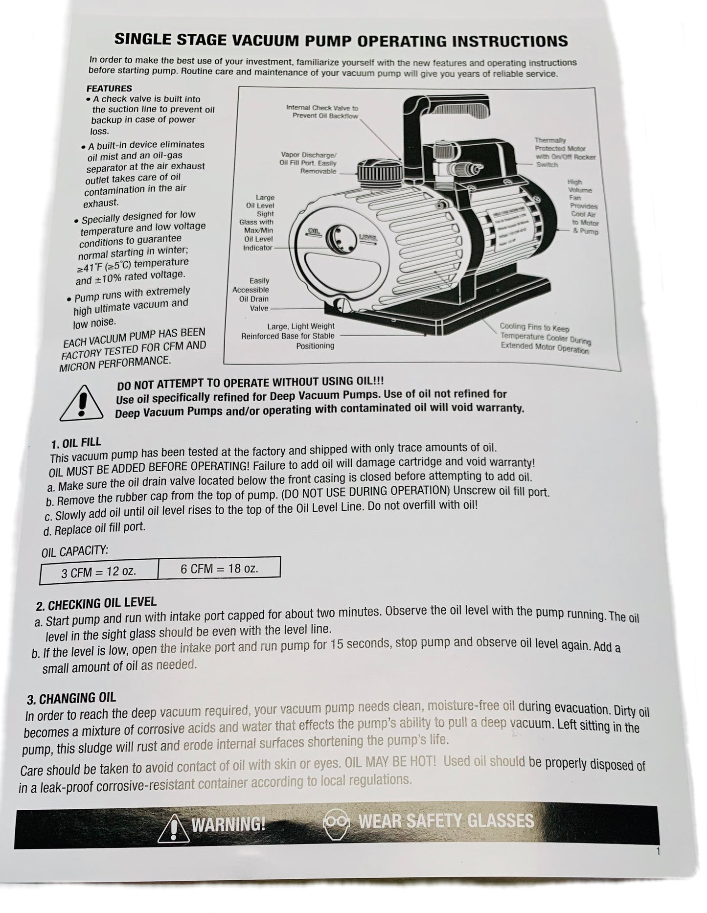 System: Vacuum Drying Oven + 6 CFM Mastercool Vacuum Pump