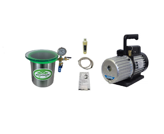 System: Stainless Steel Chamber + 6 CFM Mastercool Vacuum Pump