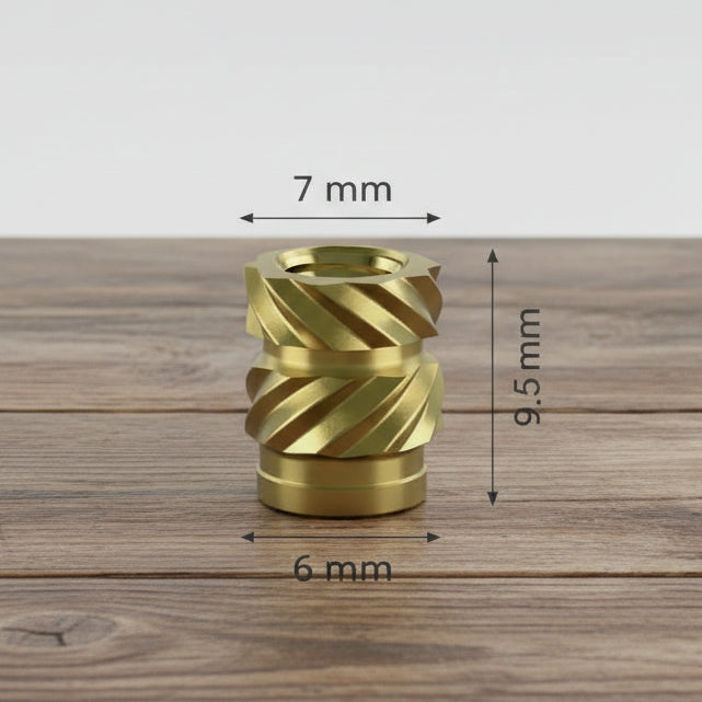 #10-24, 9.5 mm Length brass insert for 3D printing/plastic parts