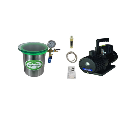System: Stainless Steel Chamber + 3 CFM Mastercool Vacuum Pump